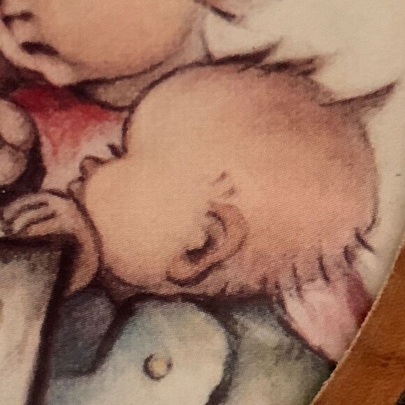 Goebel Hummel Wall Art Round Wooden Small W. Germany Baby Crib Nursery 6 inches - Picture 7 of 11